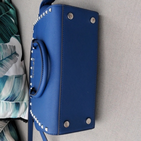 Michael Kors MD Studded TZ Satchel Handbag with Wallet Blue - Picture 8 of 12